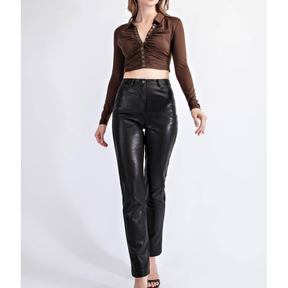 Edit By Nine straight leg faux leather pants